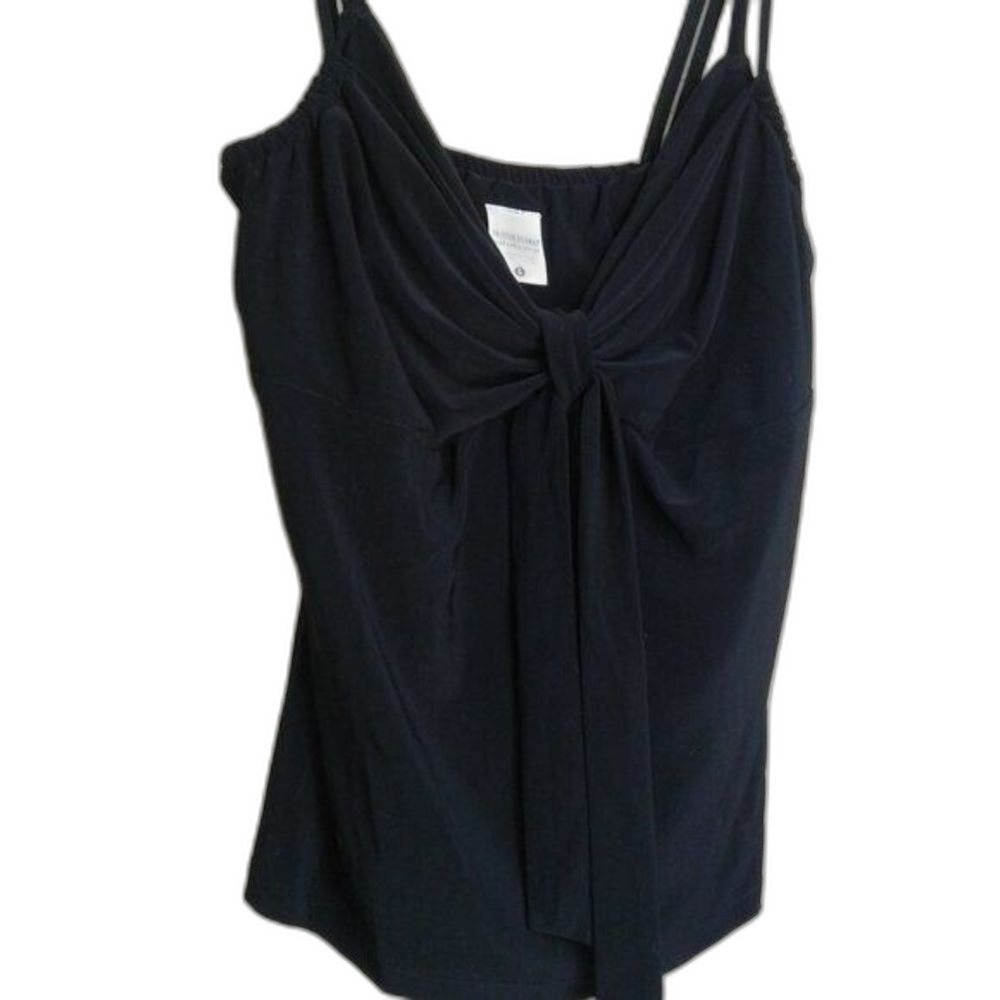 Motherhood Nursingwear Spaghetti Strap Top Black Sexy Drape Neck Bow Size Large